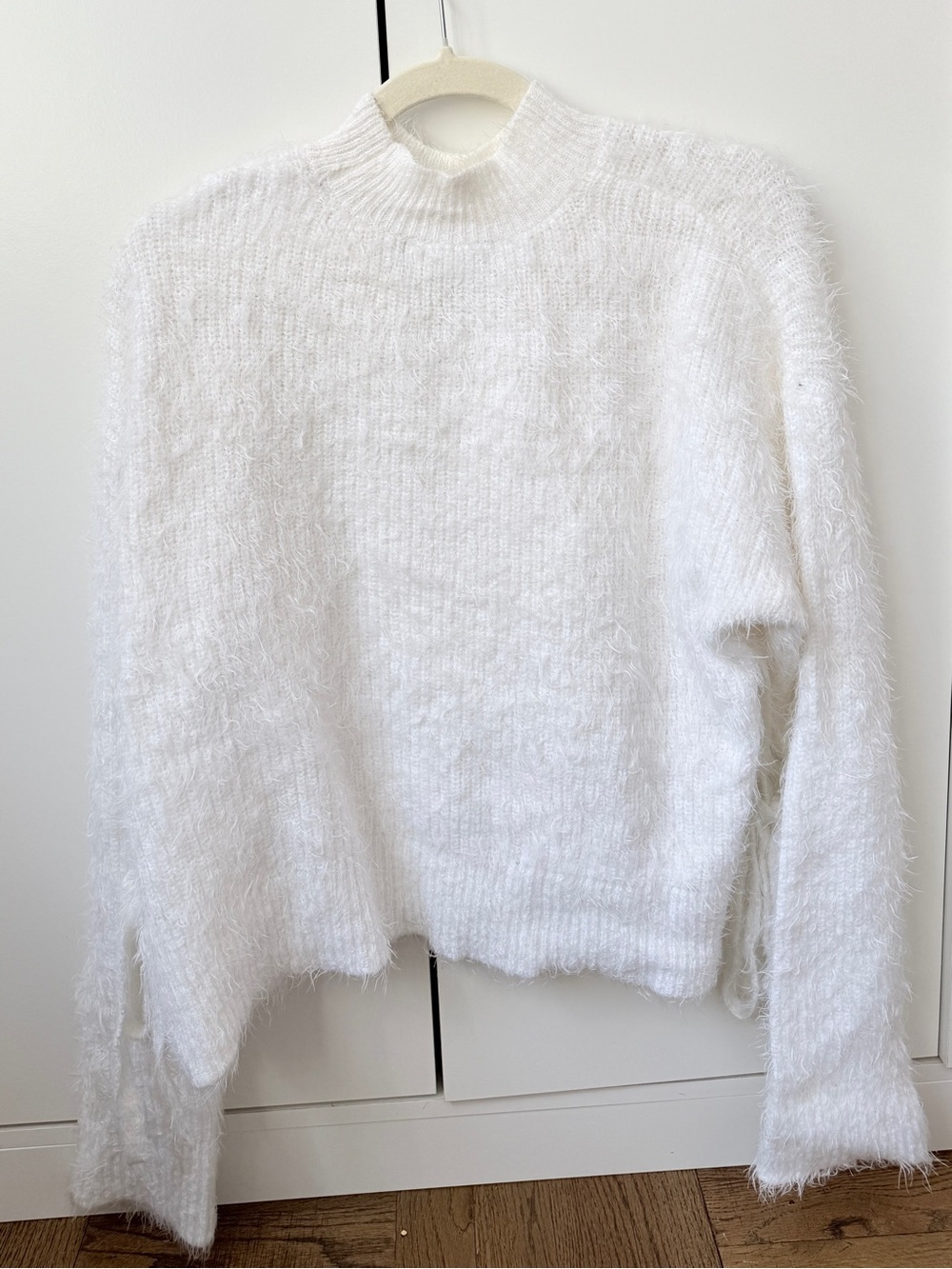 Forever 21 White Fuzzy Mock Turtleneck Sweater